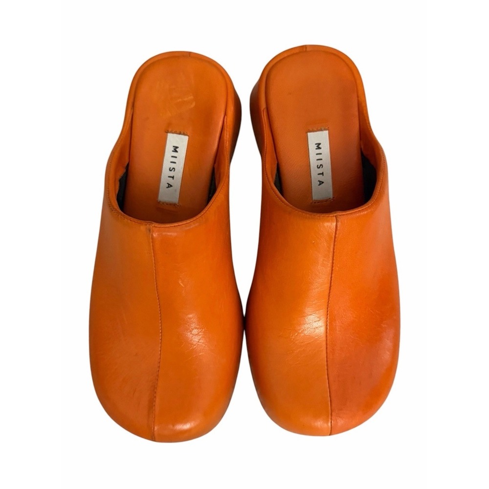 Miista Leather Mules Clogs Orange Women's Size 39 (US Size 9) - Picture 3 of 10